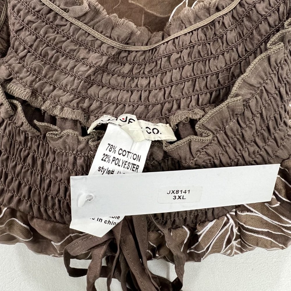 JA JA & CO Women's Juniors Blouse 3X Sheer Floral Pullover Blouse Taupe 3X - Picture 8 of 8